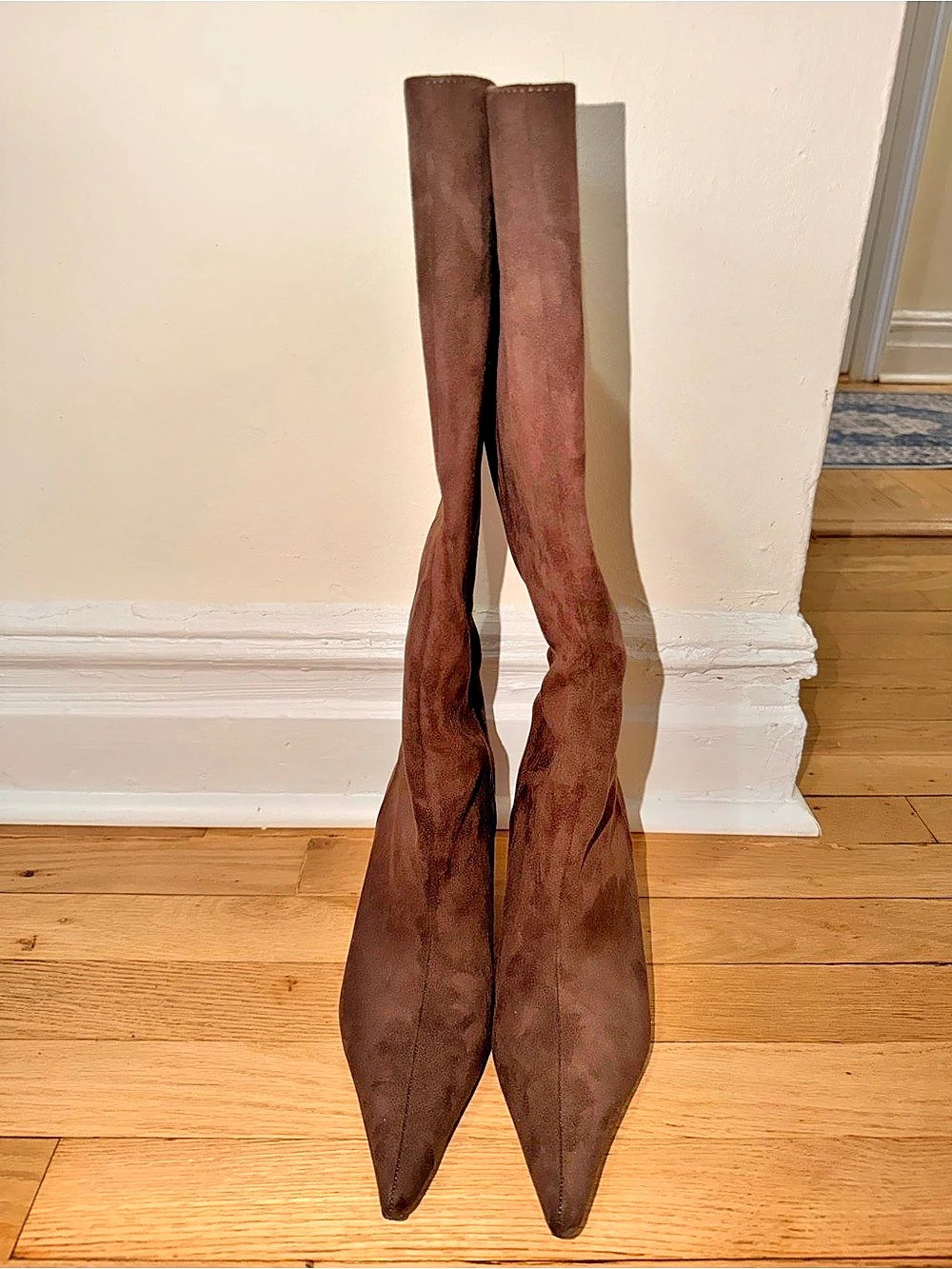 H&M Knee-High Pointed-Toe Boots: Dark Brown EU 39 / US 8